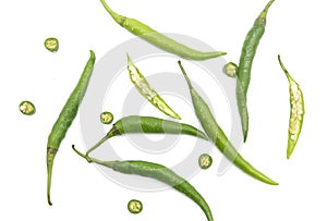 Lumbre green chili pepper or Hatch Double-X Hot chile isolated on white background photo
