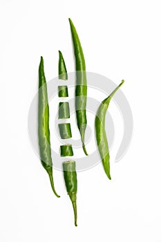 Lumbre green chili pepper isolated on white background photo