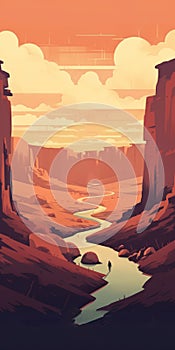 Lumhanay Desert Landscape Illustration In Futuristic Style