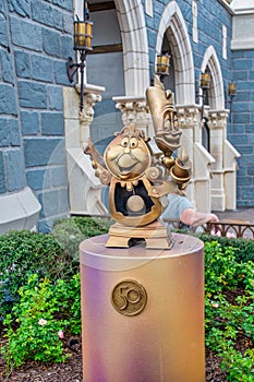 Lumiere and Cogsworth Gold Statue 50th Anniversary Disney