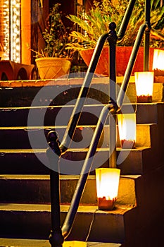 Luminaries glowing at night