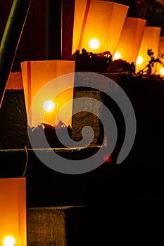 Luminaries glowing at night