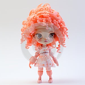 Luminescent Doll With Pink Curly Hair - Coralpunk Inspired Art photo