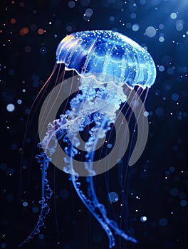 Luminescent jellyfish in deep blue sea