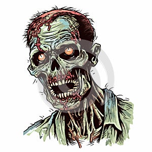 Luminescent Zombie: A Hyper-detailed Illustration In Manapunk Style