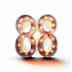 Luminous 3d Number Eighty-eight On White Background