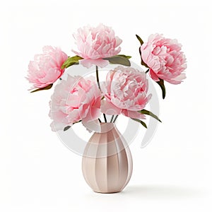 Luminous 3d Pink Peonies In Vase: A Perfect Blend Of Larme Kei And Chinapunk