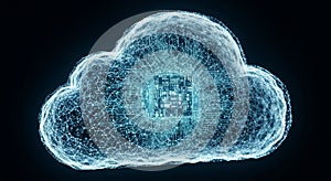 Digital cloud computing concept with glowing circuit board and network connections technology data