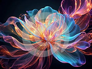 Luminous Abstract Surreal Flower. AI-Generated