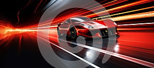 Luminous automotive themed background with blurred bokeh effect and dynamic racing visuals