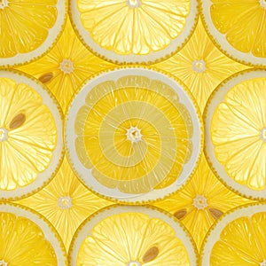 Luminous Backlit Pattern of Thin Lemon Slices