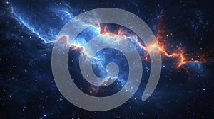 Luminous Blue and Orange Nebula in Deep Space