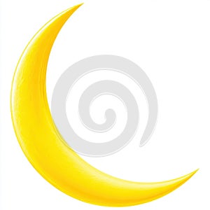 Bright Yellow Crescent Moon Against White Background With Subtle Texture And Soft Glow