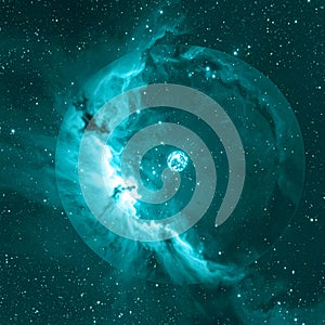 Luminous Celestial Bubble Nebula in Deep Space