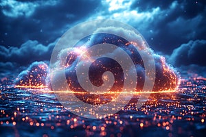 Luminous Cloud Network Abstract Digital Data Concept Art