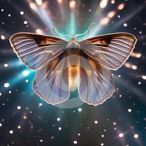 A luminous, crystalline moth with wings of pulsing quasars, fluttering among the stars3 photo