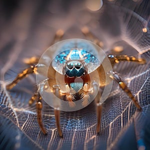 A luminous, crystalline spider with legs of light, weaving cosmic patterns into the fabric of reality1