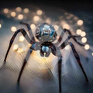 A luminous, crystalline spider with legs of light, weaving cosmic patterns into the fabric of reality3