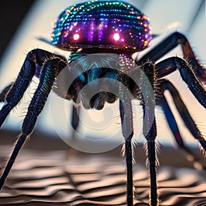 A luminous, crystalline spider with legs of light, weaving cosmic patterns into the fabric of reality4