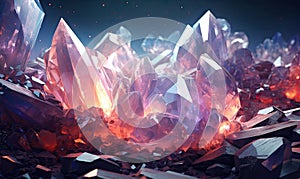 Luminous crystals emanate a gentle glow. AI generative