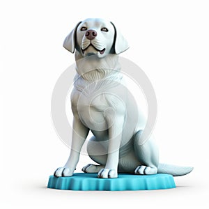 Luminous 3d Labrador Dog Statue On Blue Base photo