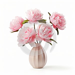 Luminous 3d Pink Peonies In Vase: A Perfect Blend Of Larme Kei And Chinapunk photo