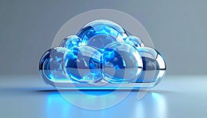 Glowing Glass Cloud Computing Technology Icon