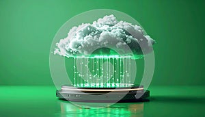 Green Tech Cloud Server Downloading Digital Data