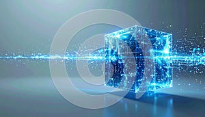 Futuristic Blockchain Technology Cube Processing Data
