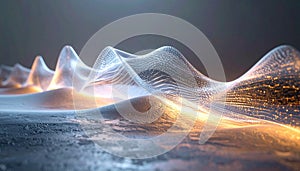 Luminous Digital Terrain of Data Waves