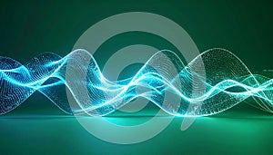 Luminous Digital Waveform on a Green Background