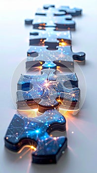 Digital Connection - Glowing Jigsaw Puzzle Solution