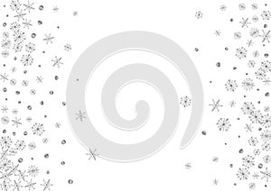 Luminous Flake Background White Vector. Dot Decoration Card. Grey Snowflake Isolated.
