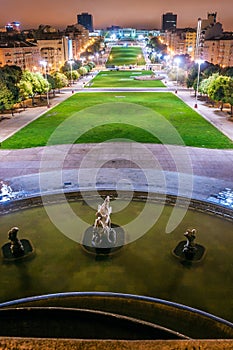 Luminous fountain on Alameda Park, Lisbon, Portugal