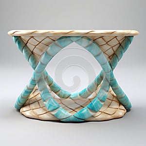 Luminous Glaze Console Table With Underwater Woven Basket Design