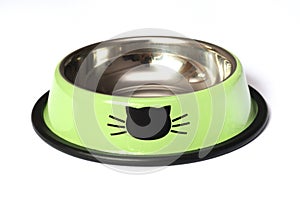 A luminous green colored pet feeding bowl