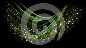 Luminous Green Curves on Black Canvas. A digitally created image featuring luminous green curves on a black canvas