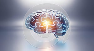 Futuristic Brain Puzzle Connecting for Cognitive Solution and Digital Intelligence Concepts