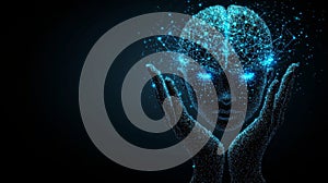 Luminous Human Brain Network, Digital Representation Cognitive Processes , Illustration