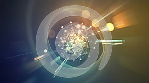 Luminous interconnected nodes and lines in abstract tunnel