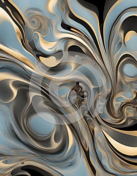 Luminous Interplay of Gold and Blue Abstract Forms, Generative AI photo