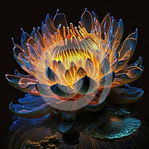 Luminous Lily, The Radiant Light Spectrum of a Beautiful Water Lily, generative ai