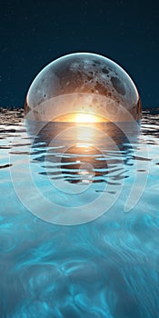 Luminous Moon Reflection: Hyper-detailed 3d Artwork With Apocalyptic Aesthetics