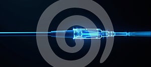 Luminous optical fiber cable for connection and data transmission at the speed of light, increasing data rates and data throughput photo