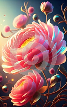 Luminous Petals: A Symphony of Love in Digital Bloom