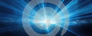 Luminous Rays Creating A Blue Background Space For Text