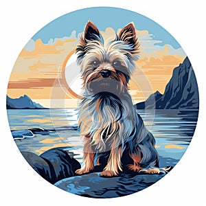 Luminous Seascapes Inspired Yorkshire Terrier Painting On Rocks
