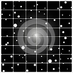 Luminous Skies: Black And White Square Background With Round Objects