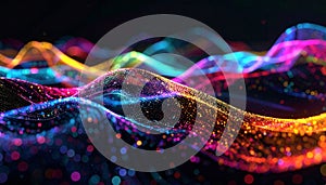 Vibrant Glowing Digital Data Waves