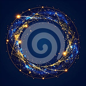 Celestial Network of Glowing Digital Lights